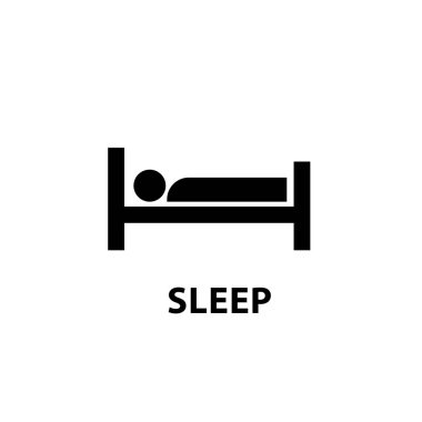 Beyaz üzerine uyku yatağı ikonu çizimi