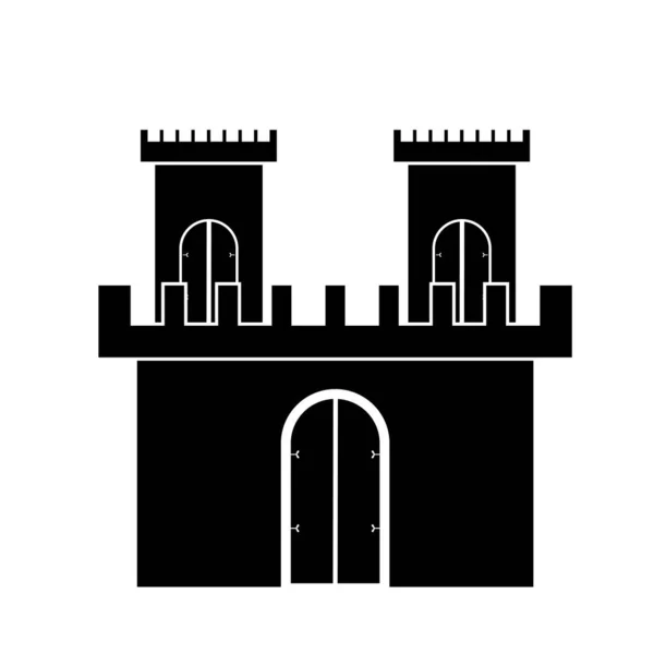白い背景の城の建物のアイコン画像 — ストック写真