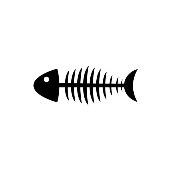白のフラットスタイルイラストで魚の骨のアイコン — ストック写真