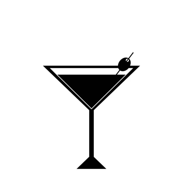 Martini Glass Icon Düz Tasarım Siluet Çizimi — Stok fotoğraf