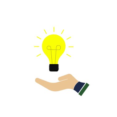 Yaratıcı fikir düz çizgi ikonu. Ampul illüstrasyonundaki beyin. 