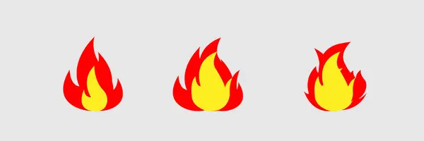 Feuerflammen Symbole Auf Weiß Gesetzt — Stockfoto