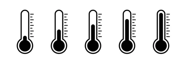 Uppsättning Ikoner För Termometer Med Hög Temperatur Och Termometer Med — Stockfoto