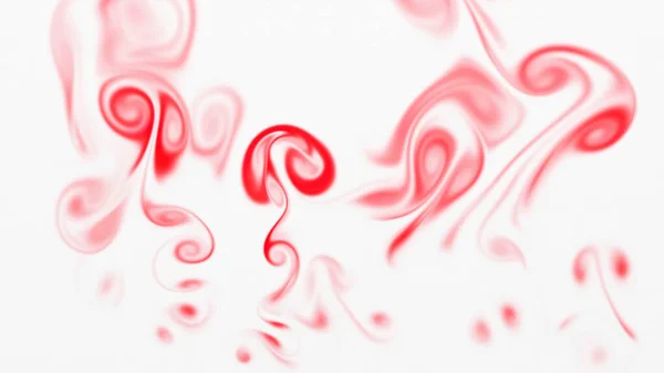 Abstract fractal background with flowing blobs brushstroke of liquid ink or watercolor painting. Vibrant red on white backdrop decorative digital art illustration from my rendering.