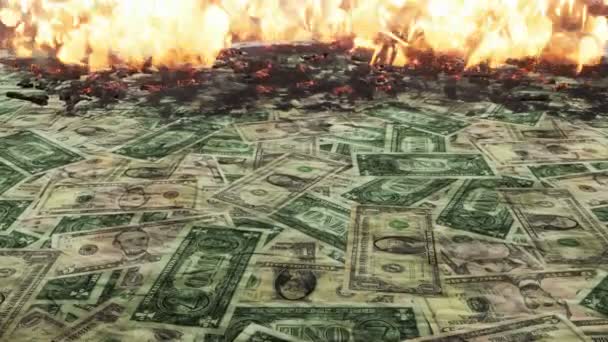 Papírové Bankovky Textury Pozadí Roztroušené Americké Usa Dolarové Bankovky Hoří — Stock video