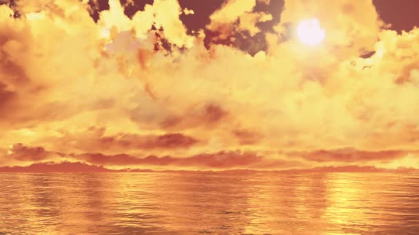 Céu Dramático Dourado Incomum Com Fantásticas Nuvens Exuberantes Sol Brilhando — Vídeo de Stock