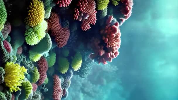 Крупный План Вертикальной Съемки Красивой Подводной Сцены Красочными Морскими Растениями — стоковое видео