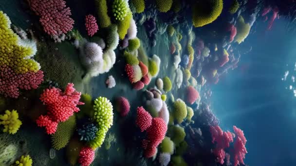 Okyanus Tabanında Akvaryumda Temiz Turkuaz Sularda Tropikal Mercan Resiflerindeki Renkli — Stok video