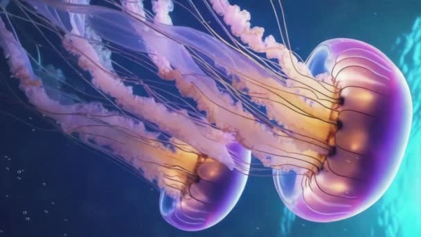 Primer Plano Vídeo Vertical Hermosa Escena Submarina Con Fantásticas Medusas — Vídeos de Stock