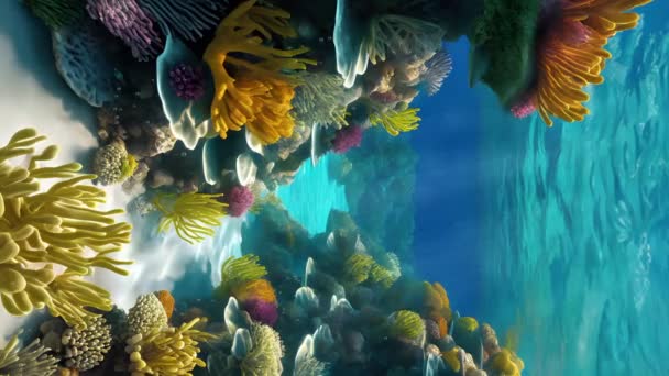 Piękna Scena Podwodna Kolorowymi Roślinami Morskimi Wodorosty Morskie Anemony Morskie — Wideo stockowe