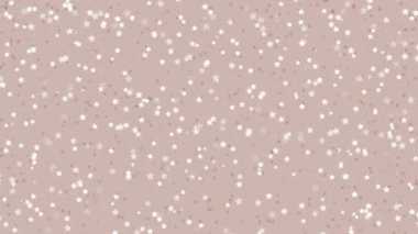 Animasyon yıldız şeklindeki simli parçacıkların yanıp söndüğü ve yumuşak bej arkaplana düştüğü soyut, şenlikli bir arka plan. Doğum günü partisi ya da Noel tatili için dekoratif video animasyonu.
