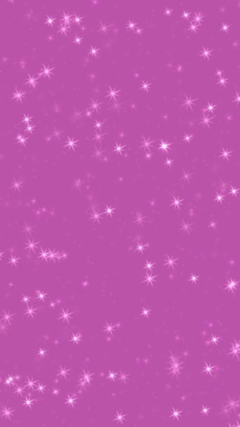 アニメーションの明るい星の形状を持つ抽象的なお祝いの垂直ビデオ背景は ピンクの背景に輝き 点滅する輝きを与えます 誕生日パーティーやバレンタインデーの装飾的なエレガントなアニメーション — ストック動画