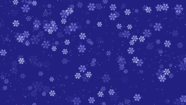 Festlicher Winterhintergrund Mit Animierten Fallenden Schneeweißen Schneeflocken Und Funken Die — Stockvideo