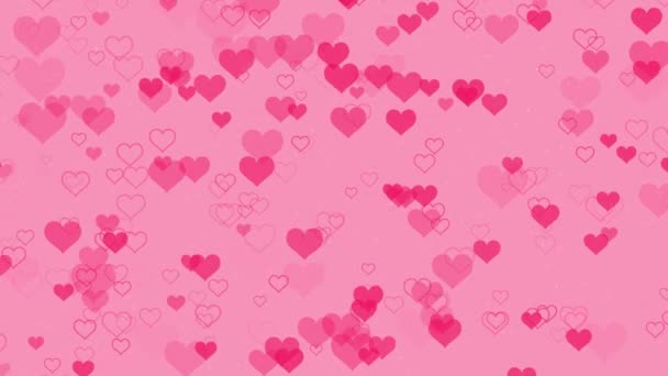 Romance Abstrato Fundo Movimento Com Partículas Confete Forma Coração Animado — Vídeo de Stock