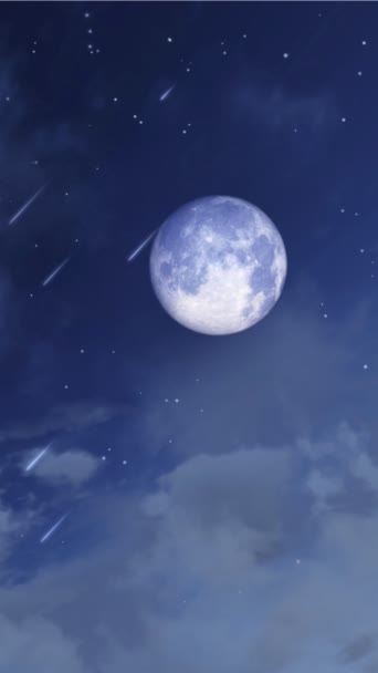 Pionowe Ujęcie Marzycielskiego Gwiaździstego Nocnego Nieba Fantastyczną Wielką Pełnią Księżyca — Wideo stockowe