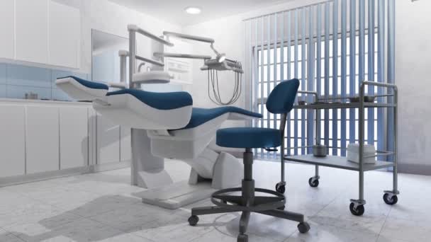 Empty Interior Clean Dentist Clinic Office Dental Unit Comfortable Chair — Wideo stockowe