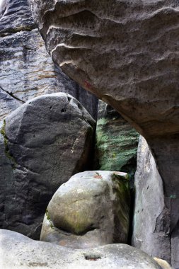 Beautiful sandstone Rocks in Czech Paradise, clear green Nature, Mala Skala, Little Rock, Czech Republic clipart