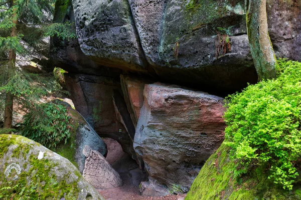 Vackra Sandsten Stenar Tjeckiska Paradiset Klar Grön Natur Mala Skala — Stockfoto