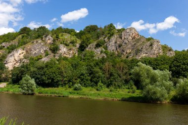 Berounka Nehri, Orta Bohemya, Çek Cumhuriyeti hakkında Korumalı Kireçtaşı Manzarası Cesky Kras