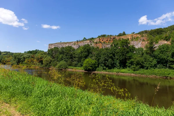 Protected Limestone Landscape Cesky Kras River Berounka Central Bohemia Czech — Stock Photo, Image