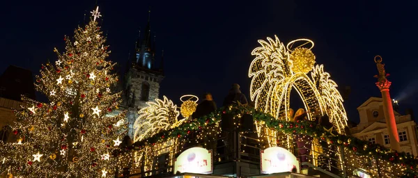 Eski Şehir Meydanı Prag Çek Cumhuriyeti Nde Noel Günü — Stok fotoğraf