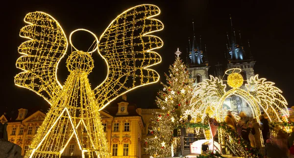 Christmas Mood Night Old Town Square Prague Czech Republic — Stock Photo, Image