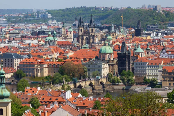 Frühling Prag Mit Nikolaikathedrale Und Farbenfroher Natur Mit Blühenden Wiesen — Stockfoto