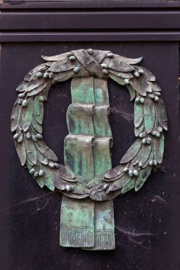 Çek Cumhuriyeti Prag Yahudi Mezarlığı 'ndan Tombstone' un detayları.