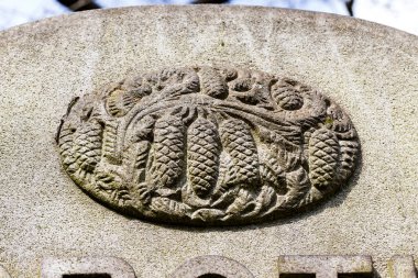Çek Cumhuriyeti Prag Yahudi Mezarlığı 'ndan Tombstone' un detayları.