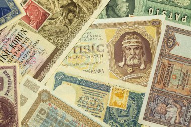 Ayrıntıdaki Tüm Dünya 'dan farklı türde eski banknotlar