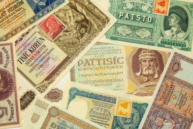 Ayrıntıdaki Tüm Dünya 'dan farklı türde eski banknotlar
