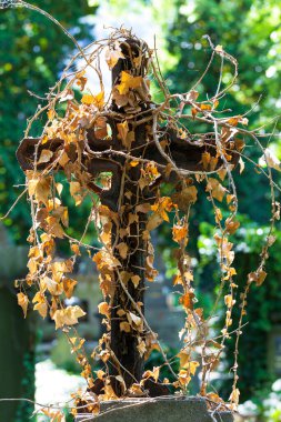 Tarihi heykel üzerinde gizemli eski Prag Mezarlığı, Çek Cumhuriyeti