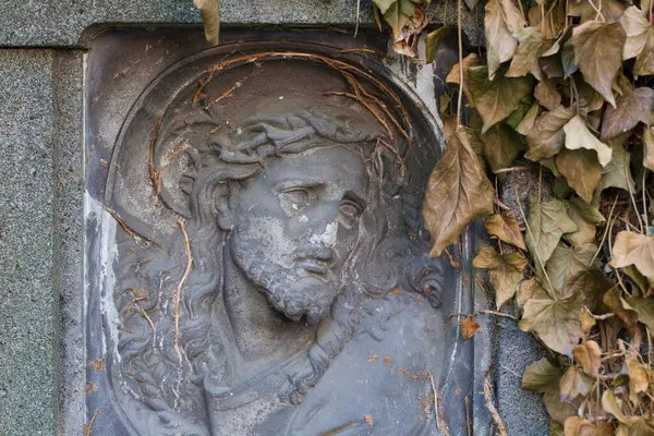 Historic Statue Mystery Old Prague Cemetery Czech Republic Stok Gambar