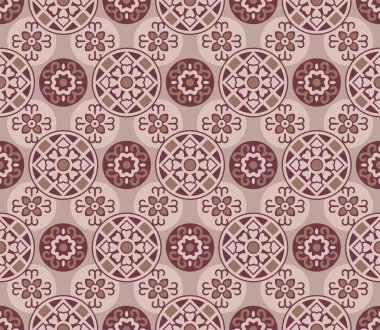 Japon Çiçek Motifli Çember Vektörü Kusursuz Desen