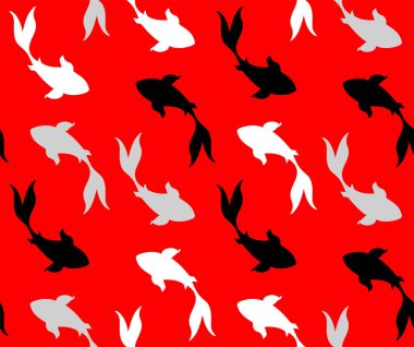 Japon Balık Yüzme Vektörü Kusursuz Desen