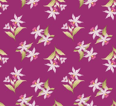 Japon Tropikal Çiçek Vektörü Kusursuz Desen