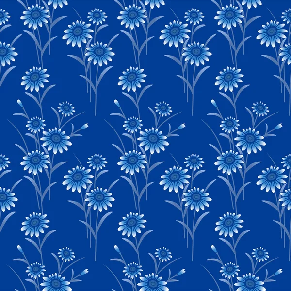 Japonais Fleur Feuille Herbe Vecteur Sans Couture Modèle — Image vectorielle