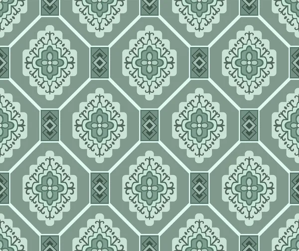Japonská Květina Osmiúhelník Mozaika Vektor Bezešvé Vzor — Stockový vektor