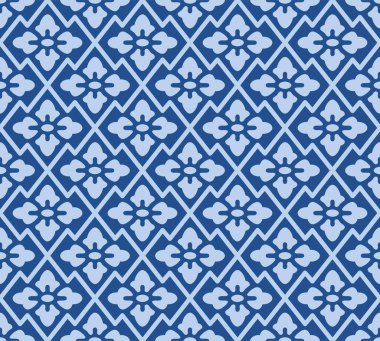 Japon Çiçeği Zigzag Hattı Vektörü Kusursuz Desen