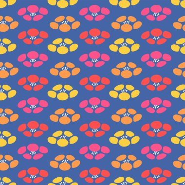 Japon Yuvarlak Yaprak Çiçeği Motif Vektörü Kusursuz Desen