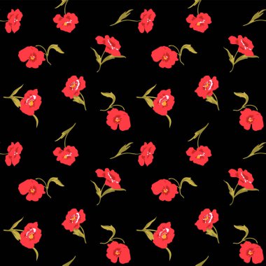 Japon gelincik çiçeği Yaprak Vektörü Kusursuz Desen