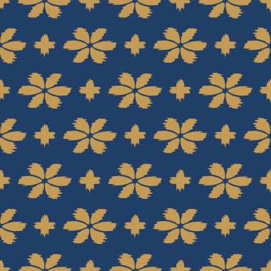 Japanese Embroidery Round Flower Motif Vector Seamless Pattern