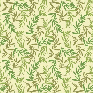 Japanese Wild Leaf Branch Vector Seamless Pattern