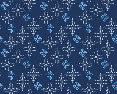 Japon Geometrik Yıldız Çiçeği Vektörü Kusursuz Desen