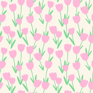 Japon Tatlı Lale Vektörü Kusursuz Desen