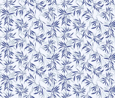  Japon Silueti Bambu Yaprak Vektörü Kusursuz Desen