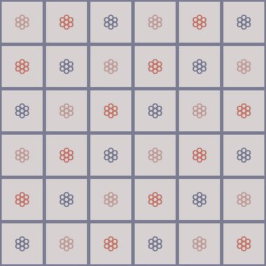 Japon Çemberi Çiçek Kare Çizgisi Vektörü Kusursuz Desen