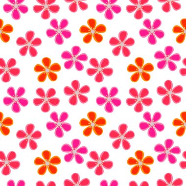 Japon Renkli Kiraz Çiçeği Vektörü Kusursuz Desen