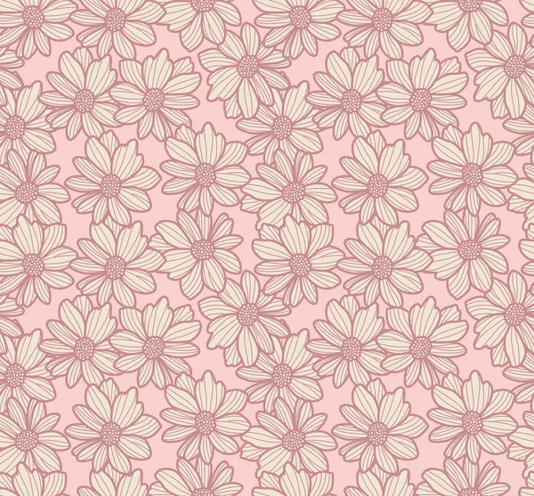 Japanische Linienkunst Blumenvektor Nahtloses Muster — Stockvektor