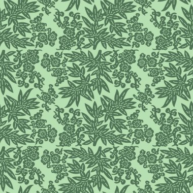 Japon Vahşi Yaprak Çiçeği Vektörü Kusursuz Desen